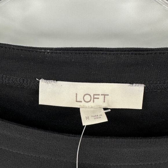 NWT Ann Taylor LOFT Black Gray Colorblock Crew Neck Faux Layered Top Size Medium - Picture 4 of 10